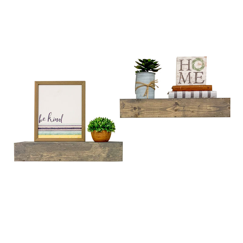 Gracie Oaks 2 Piece Pine Floating Shelf & Reviews Wayfair